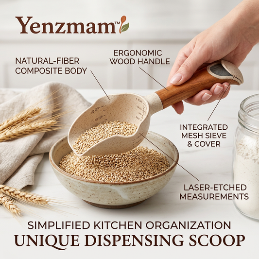 Yenzmam™ Natural-Fiber Measuring & Dispensing Scoop with Wood Handle*