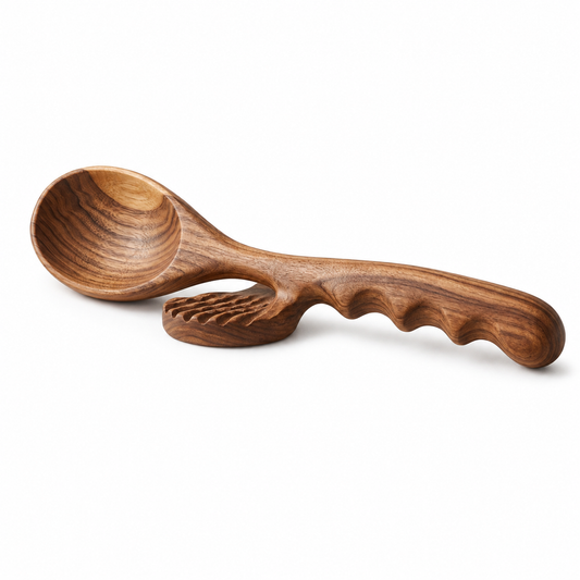 Yenzmam™ Ergonomic Wooden Mash Stirrer – 3-in-1 Masher, Stirrer & Serving Spoon
