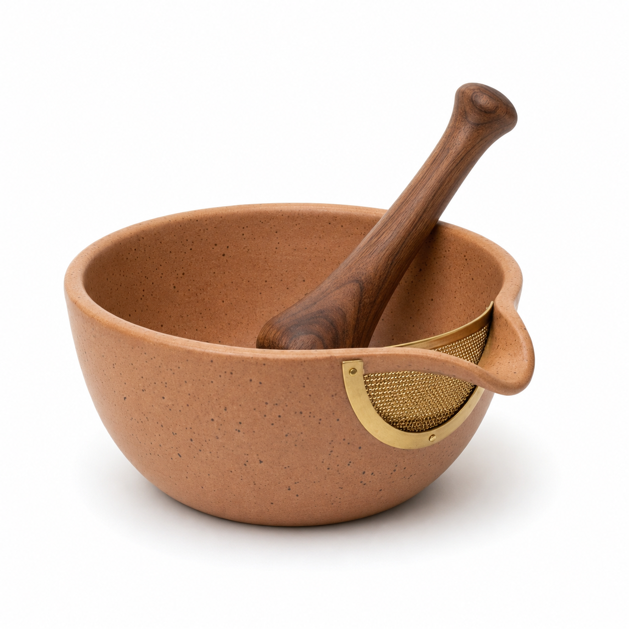 Yenzmam™ Herb Infusion Mortar & Pestle Set with Built-In Brass Sieve