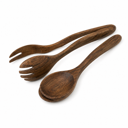 Yenzmam™ Wooden Pasta Claw & Salad Tongs Combo