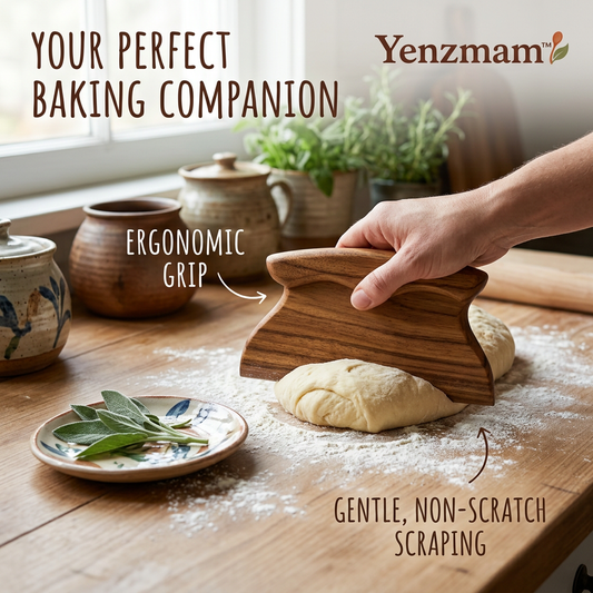 *Yenzmam™ Wooden Dough Scraper with Ergonomic Grip*